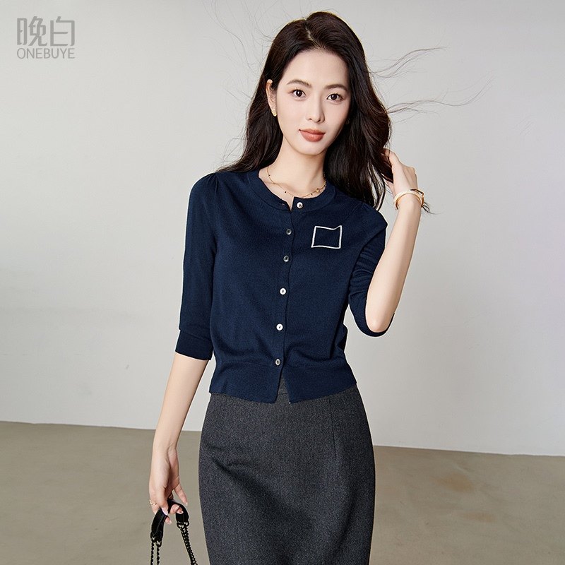 晚白【含羊毛七分袖开衫毛衣】2026春简约气质修身舒适针织衫女,女装/女士精品,毛针织衫,淘宝优惠券,粉丝福利购,淘宝优惠卷