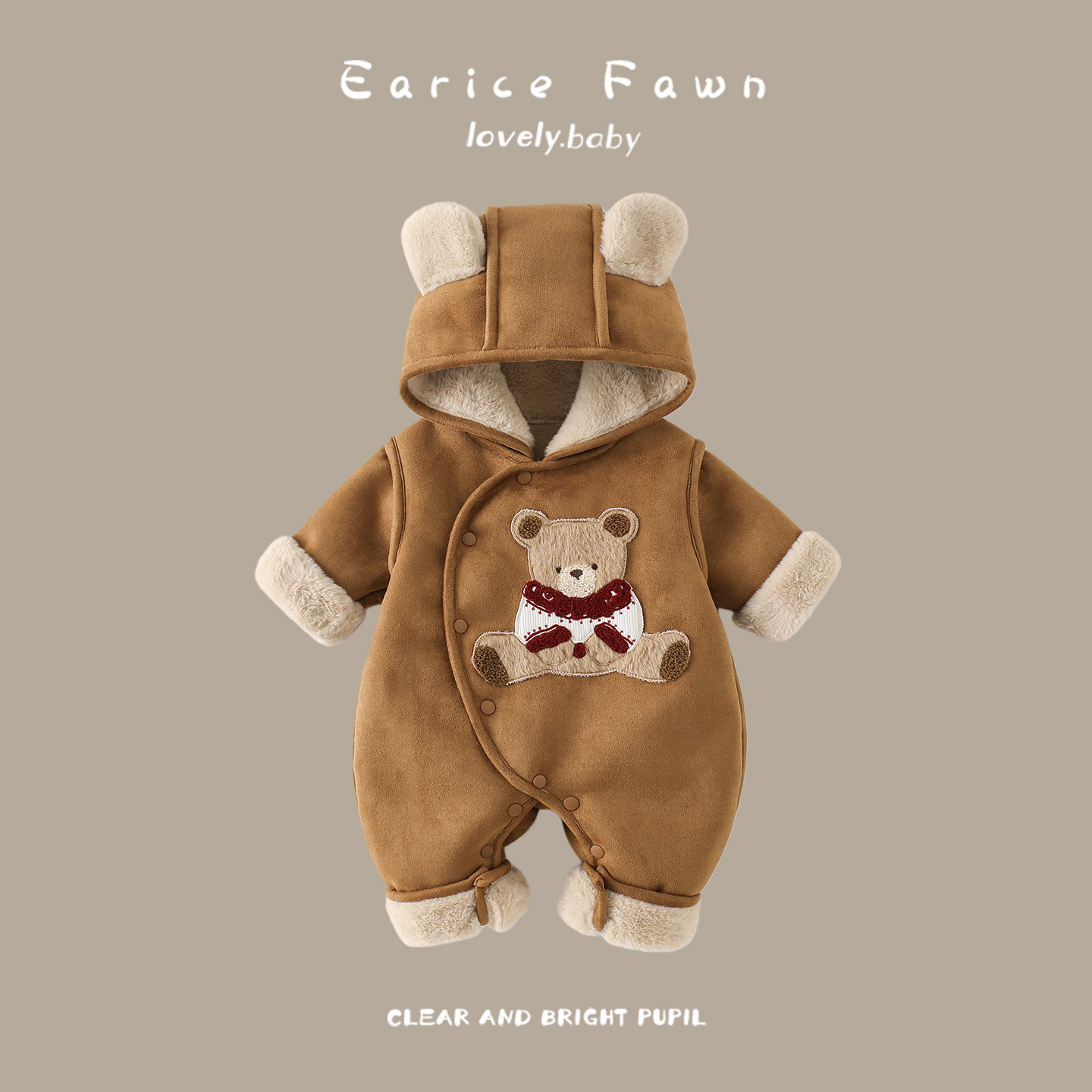 宝宝衣服秋冬装新款夹棉哈衣长袖连帽加厚爬服婴儿冬季保暖连体衣