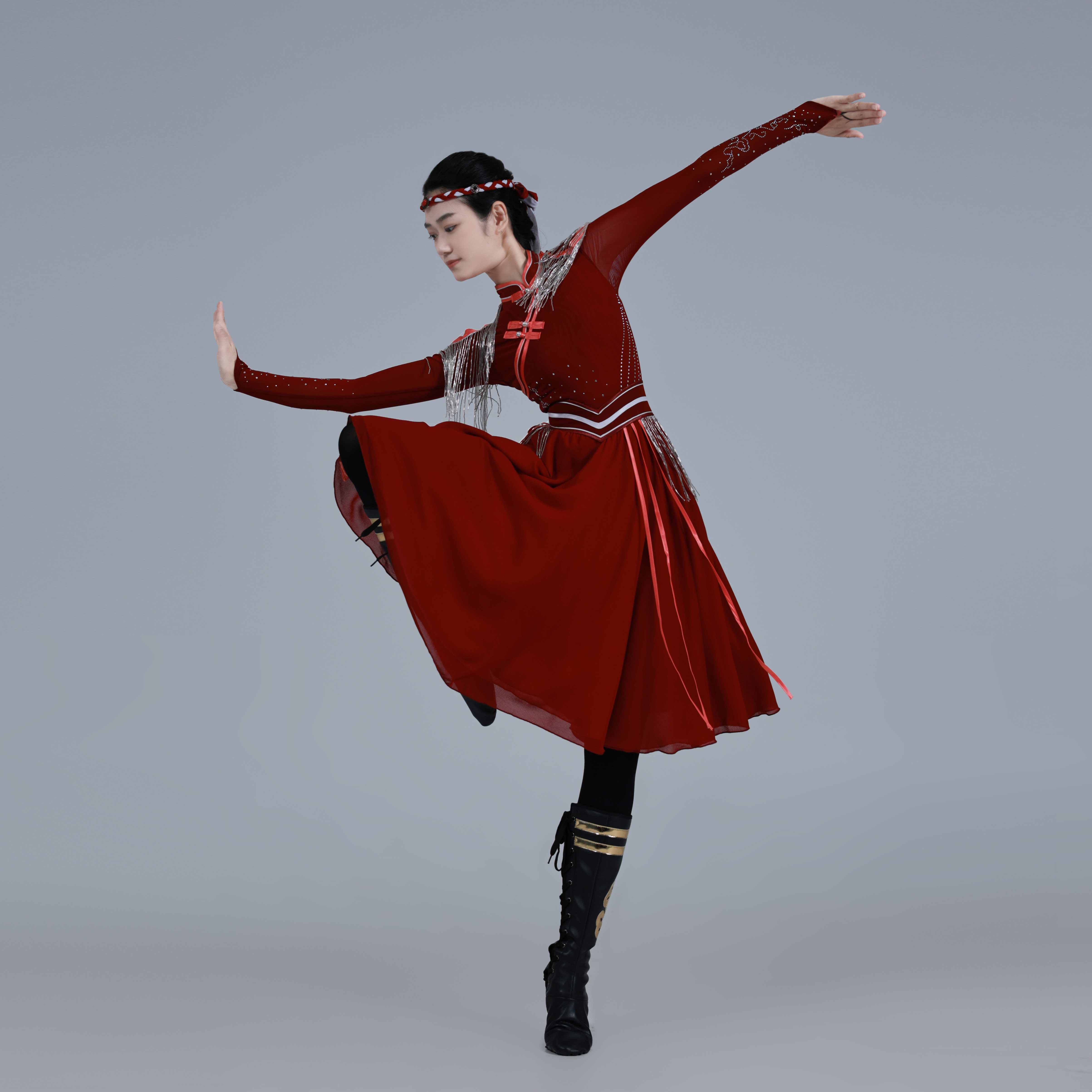 蒙古族短款筷子舞舞蹈表演裙学生艺考剧目演出服装新款定制舞蹈服