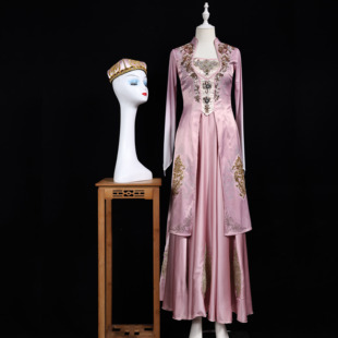 新疆维族粉色套装舞蹈演出服饰定制艺考舞台表演剧目学生排练服装