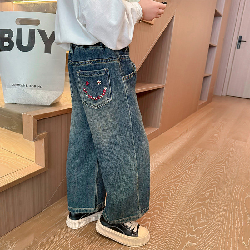 女童烂洞牛仔裤中小童2025潮范潮宝秋款女孩甜美休闲春秋小众舒适