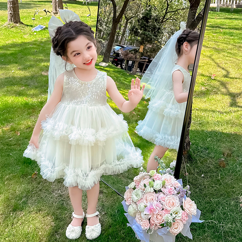 女童连衣裙 网纱裙舒适服饰夏新女生潮宝潮童潮款网红潮服经典