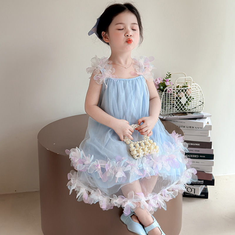 女童连衣裙纱裙夏新女孩高级感韩版流行舒服夏季百搭网红时髦童装