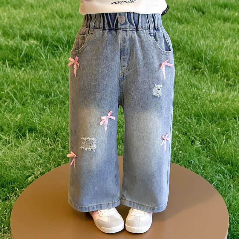 女小童牛仔裤春秋小脚裤秋季女生女童潮服潮装女宝ins风休闲潮款