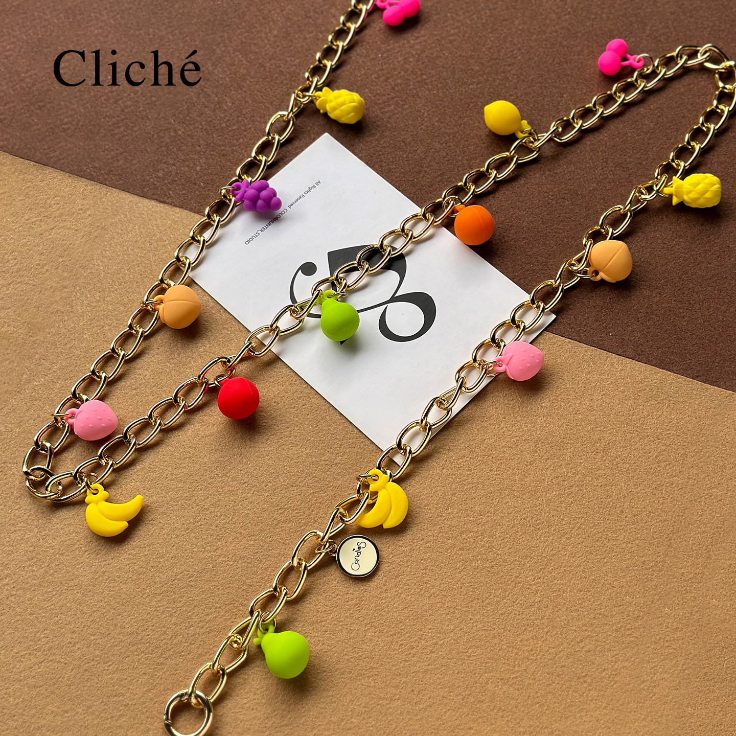 CLICHE 手机壳配件 时尚可爱珍珠白花朵手提斜跨长链【长1.2米】