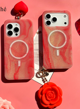 CLICHE 手机壳 原创时尚个性i Phone17PM/16PM女生通用红色磁吸闪粉硅软胶防摔新年红手机壳保护套