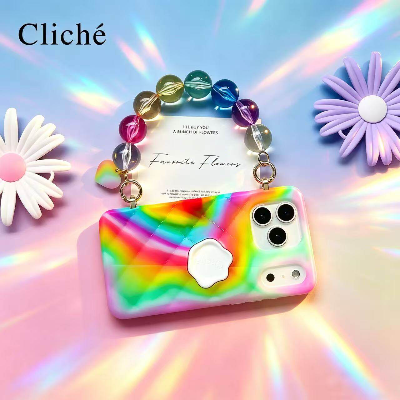 CLICHE 手机壳 原创个性iPhone17ProMax彩虹小香风透明珠子软硅胶糖果ins风手机壳保护套