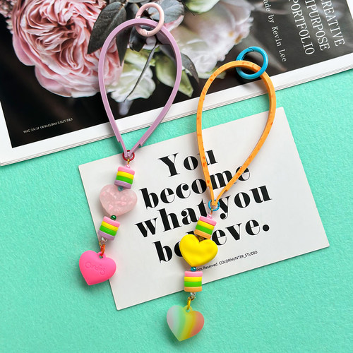 原创手机壳个性爱心挂饰