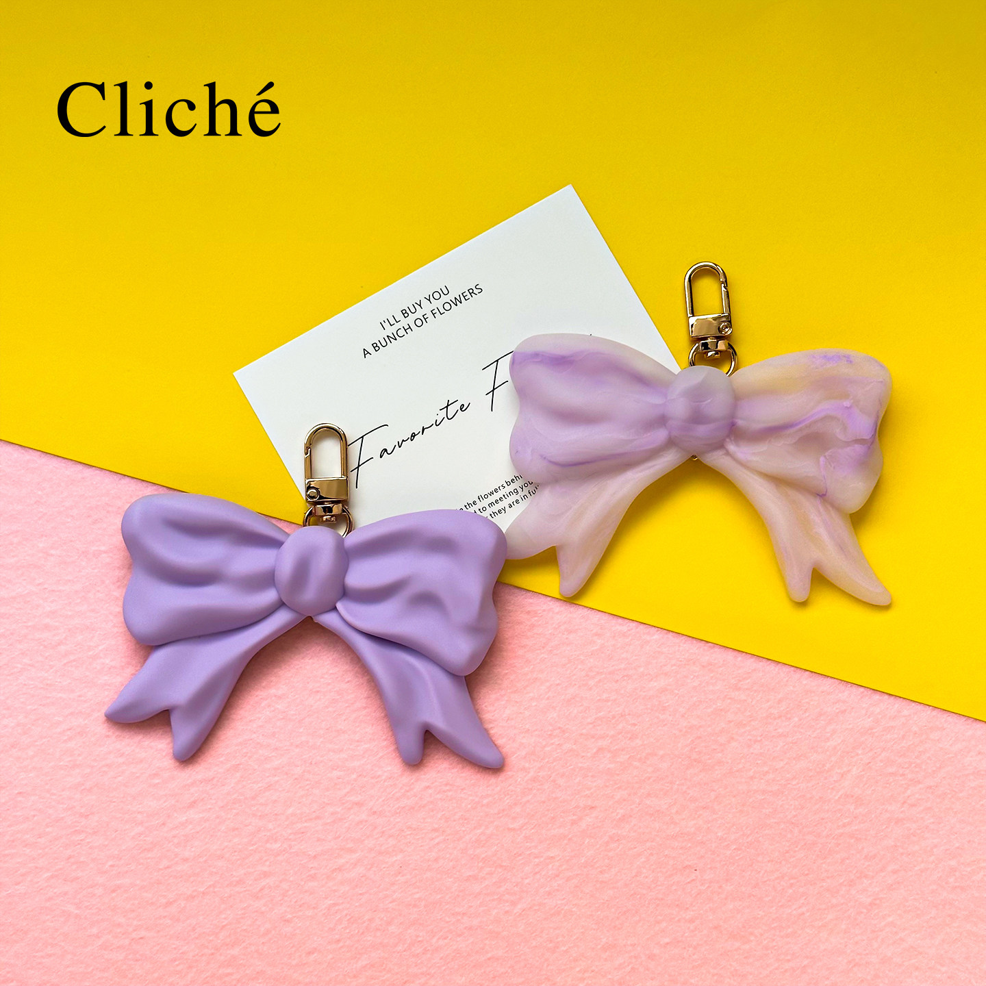 CLICHE 手机壳挂饰 原创个性清透软硅胶蝴蝶结车/房钥匙挂件吊饰