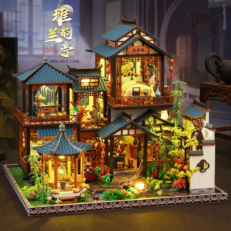 diy小屋古風別墅手工模型