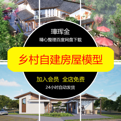 建筑沿街su楼房农村乡镇自建房屋民居改造老房子民房乡村模型ad17