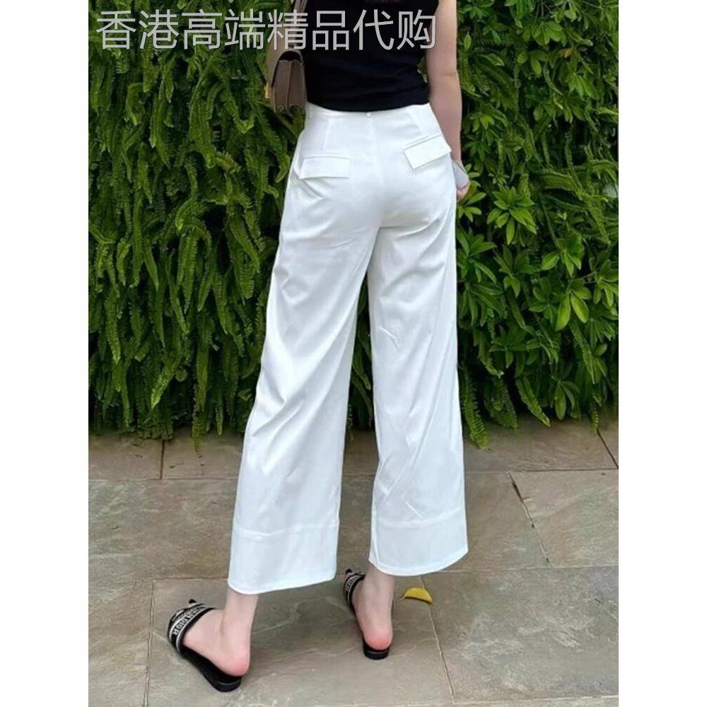 夏季韩国白色九分直筒女裤瘦大码胖毫米显瘦高腰窄阔腿裤