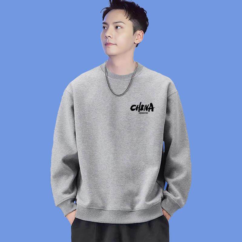 潮牌春秋季新款宽松卫衣圆领男款套头衫女款无帽情侣纯棉休闲上衣