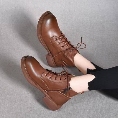 马丁靴女秋冬2025新款覆古高级感英伦风真皮鞋厚底粗跟百搭小短靴