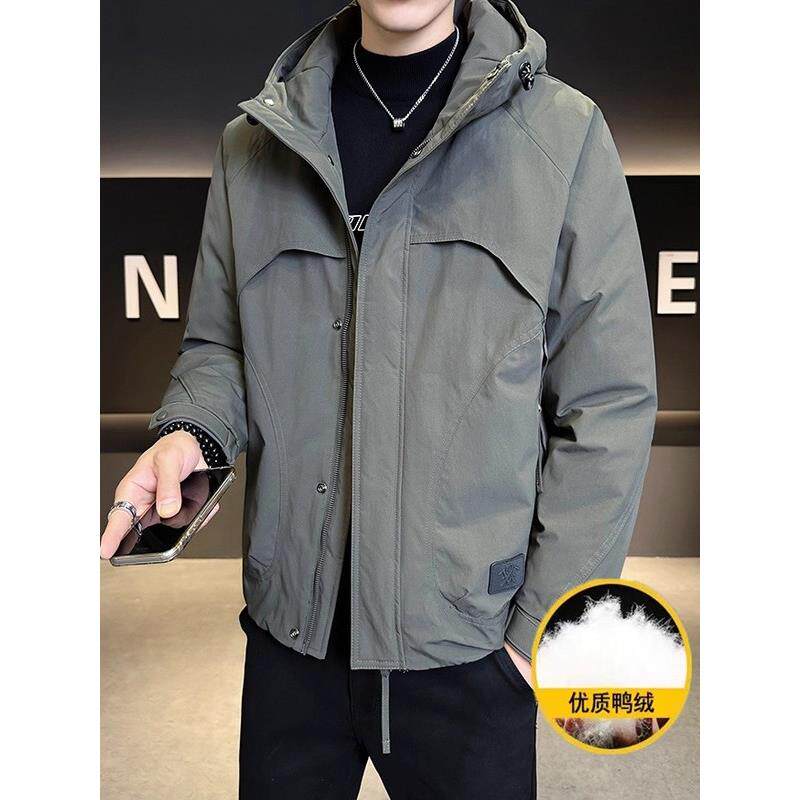 工装羽绒服男士冬季潮流帅气连帽2025新款冲锋衣保暖加厚防寒外套