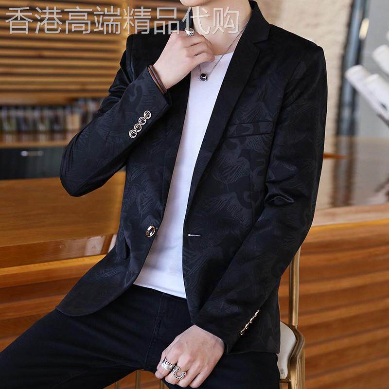 MK休闲西服外套男春秋季新款高端印花单西上衣帅气青年男士西装潮