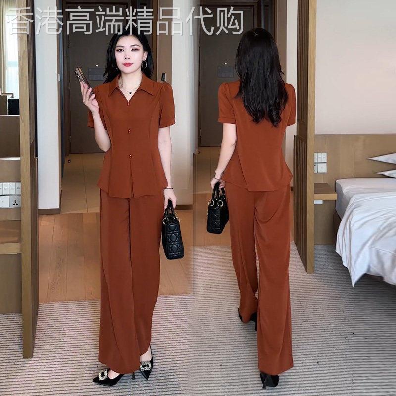 中年妈妈时尚套装2026夏季新款休闲减龄洋派女装时髦阔腿裤两件套