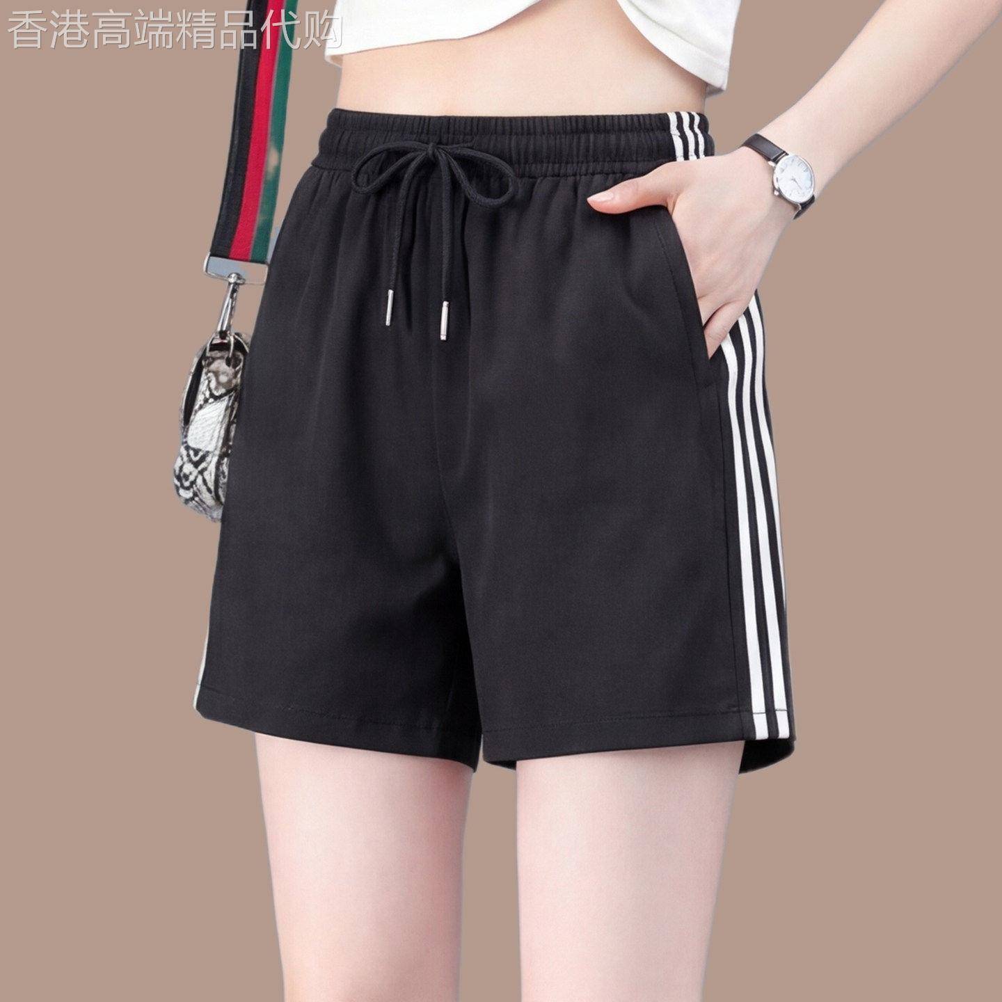 黑色外穿运动短裤女2026夏季新款宽松显瘦高腰女士休闲裤跑步裤子