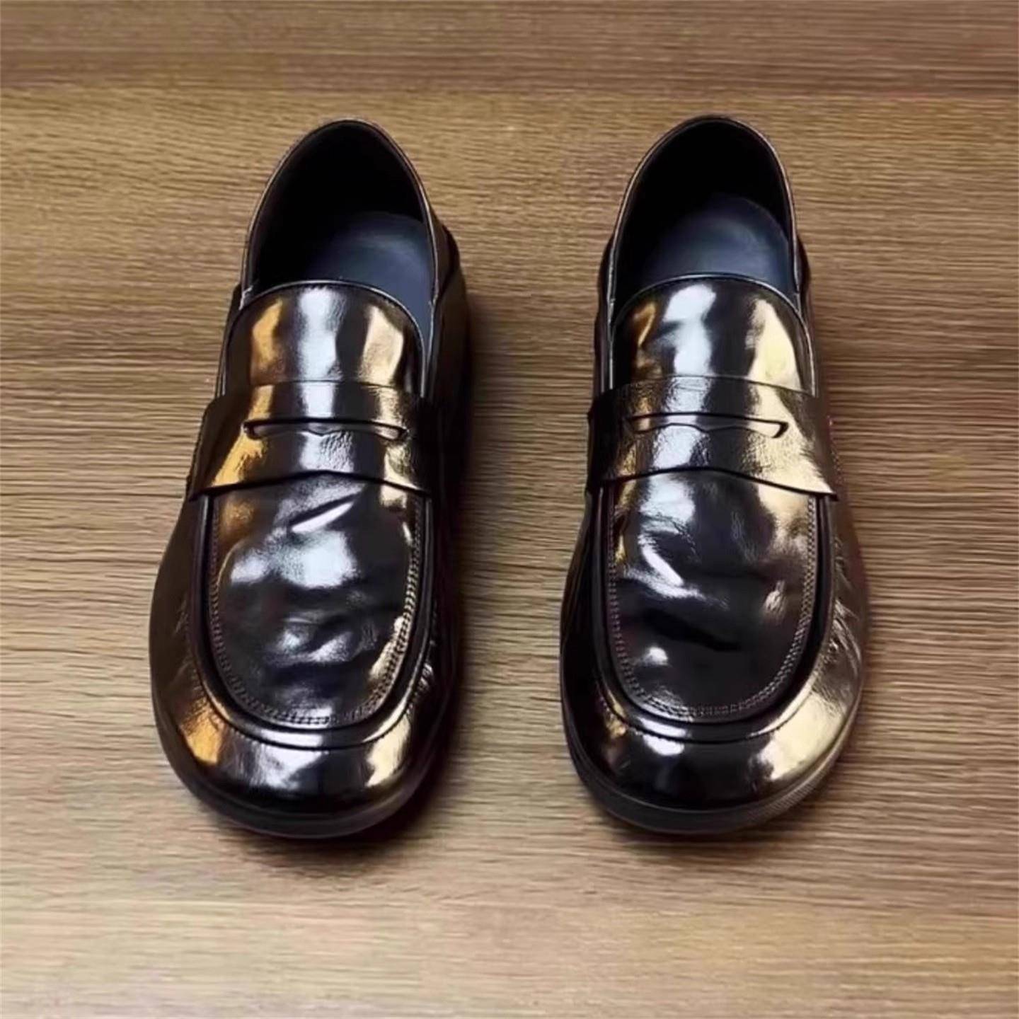 真皮男鞋秋季新款商务正装休闲皮鞋男士舒适牛皮懒人一脚蹬豆豆鞋