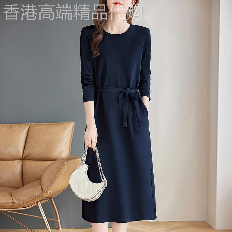 中年妈妈高级感长袖连衣裙女士春秋季薄款2026新款宽松大码直筒裙