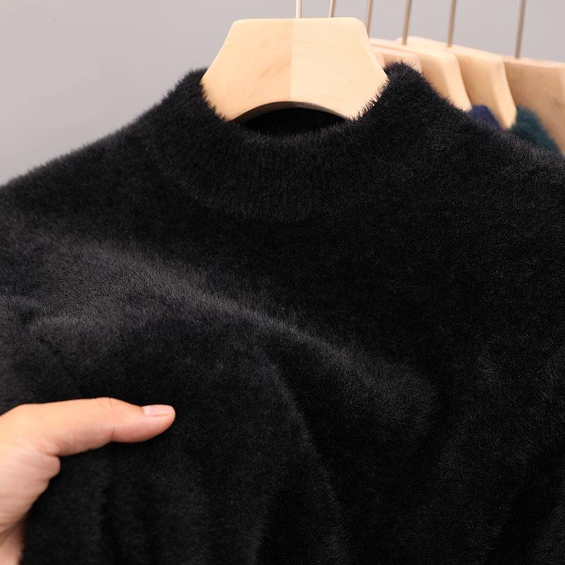 MAROLIO~软糯貂绒！冬季毛衣男士加厚羊毛半高领保暖内搭打底衫