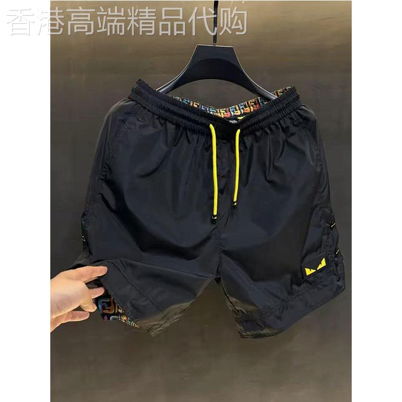 小恶魔印花短裤男士夏季潮牌宽松痞帅直筒五分裤海边度假沙滩裤子