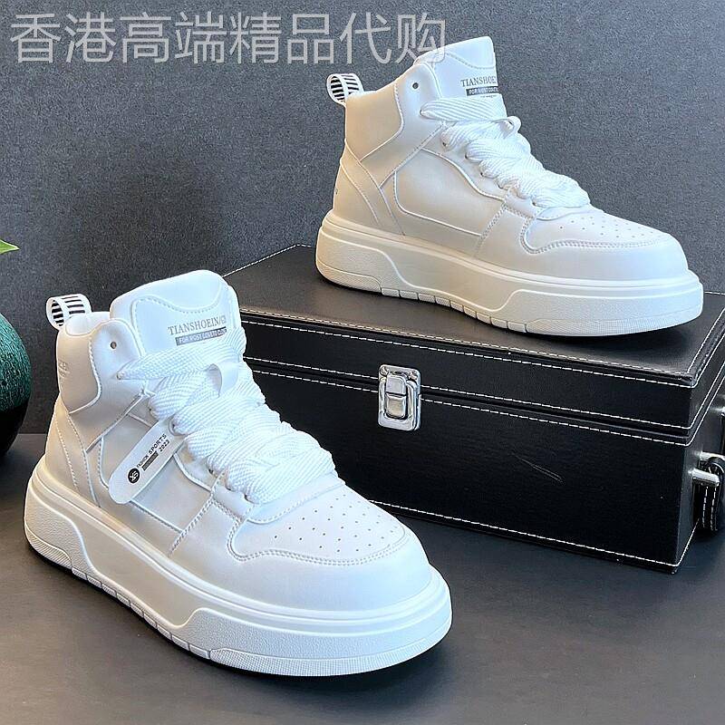 Stmmmr简约干净~穿出你的气质~高帮男百搭小白鞋厚底内增高板鞋潮
