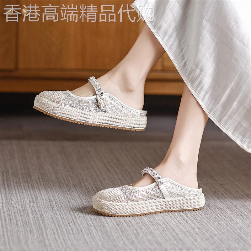 西班牙小众品牌ONGYSL包头拖鞋一字带休闲仙女风度假平底渔夫鞋