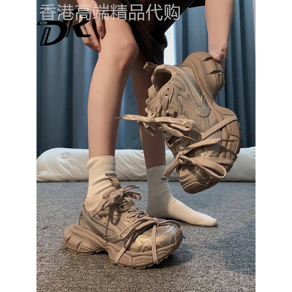 DR小个子厚底内增高老爹鞋女2025秋季新款轻便百搭松糕炸街运动鞋