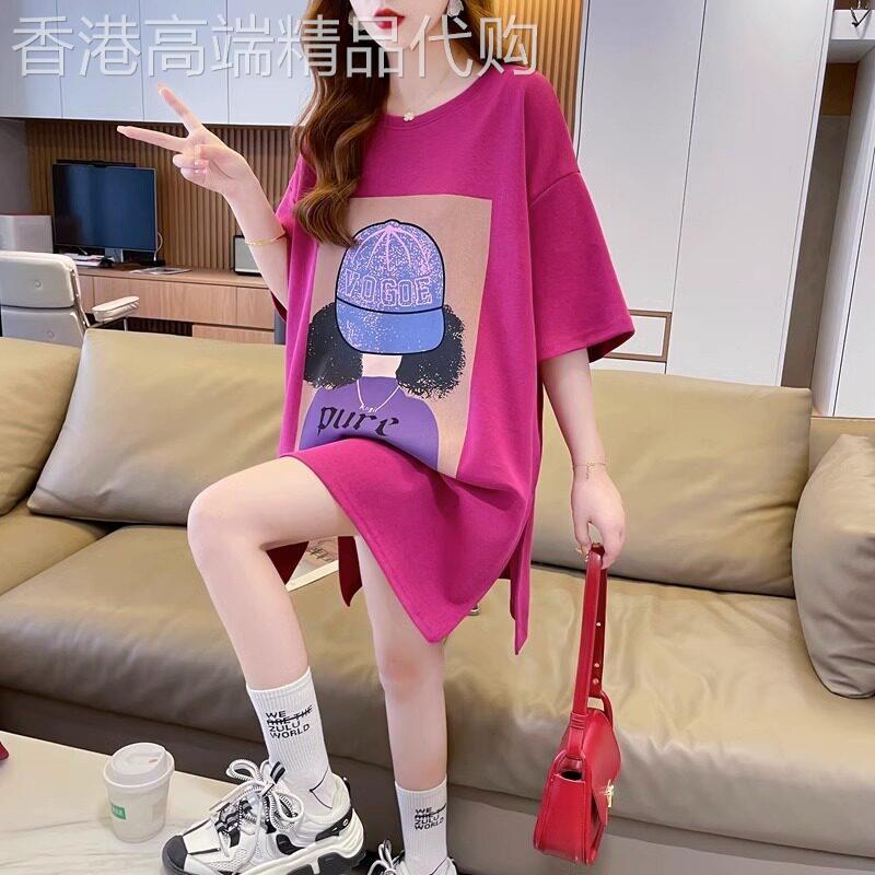 纯棉短袖T恤女中长款2026年夏季新款韩版宽松洋气设计感小众上衣