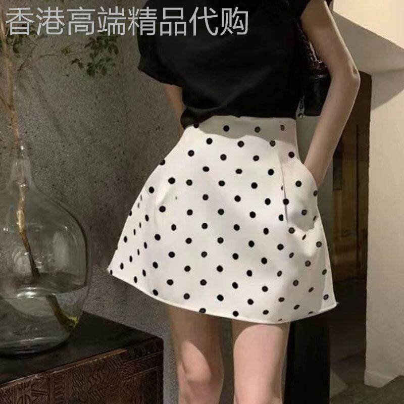 复古蓬蓬短裙女士夏季欧货大尺码白色小个子高腰波点伞裙花苞半身