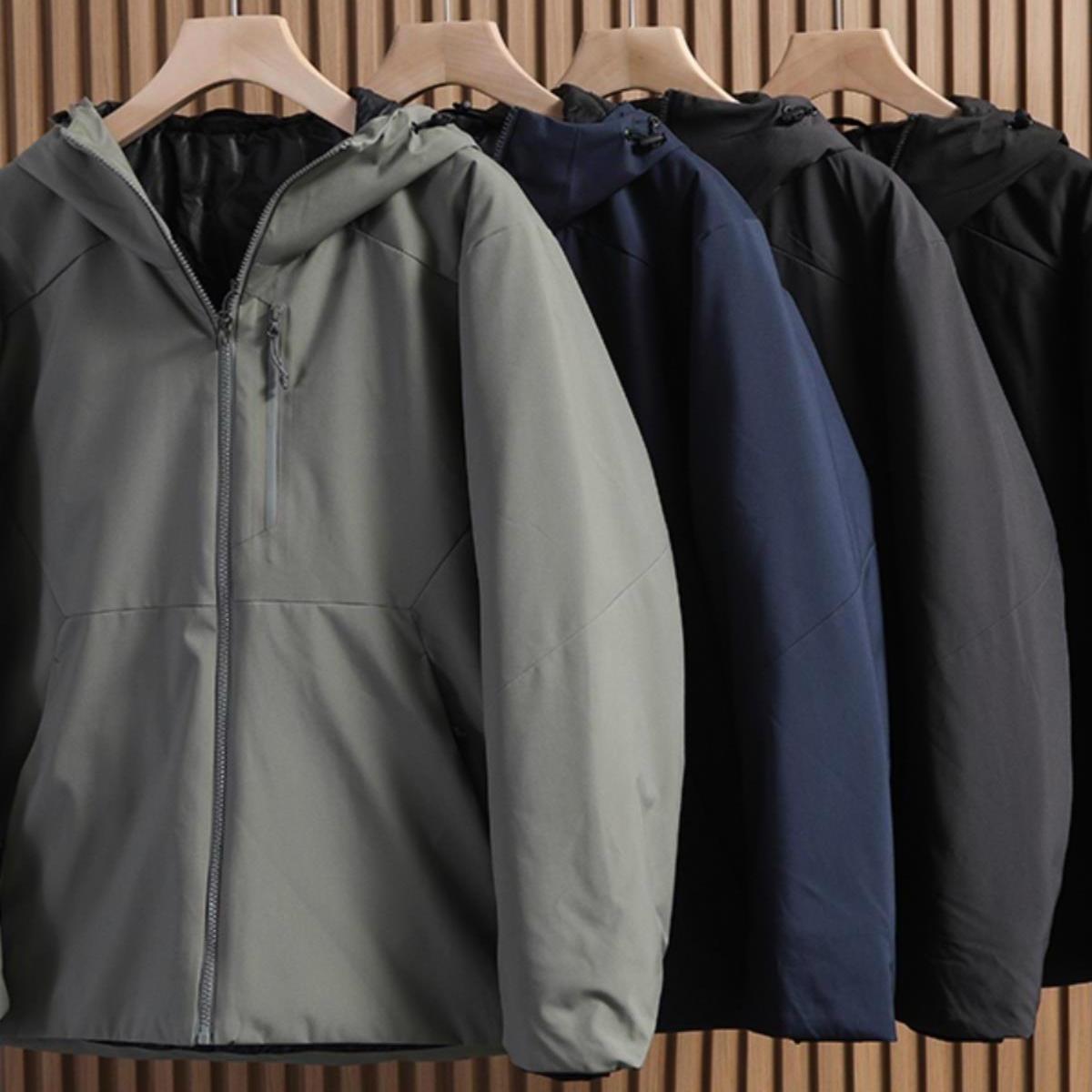 Home Daily~户外防风防水棉服连帽男冬季保暖纤维休闲简约外套男