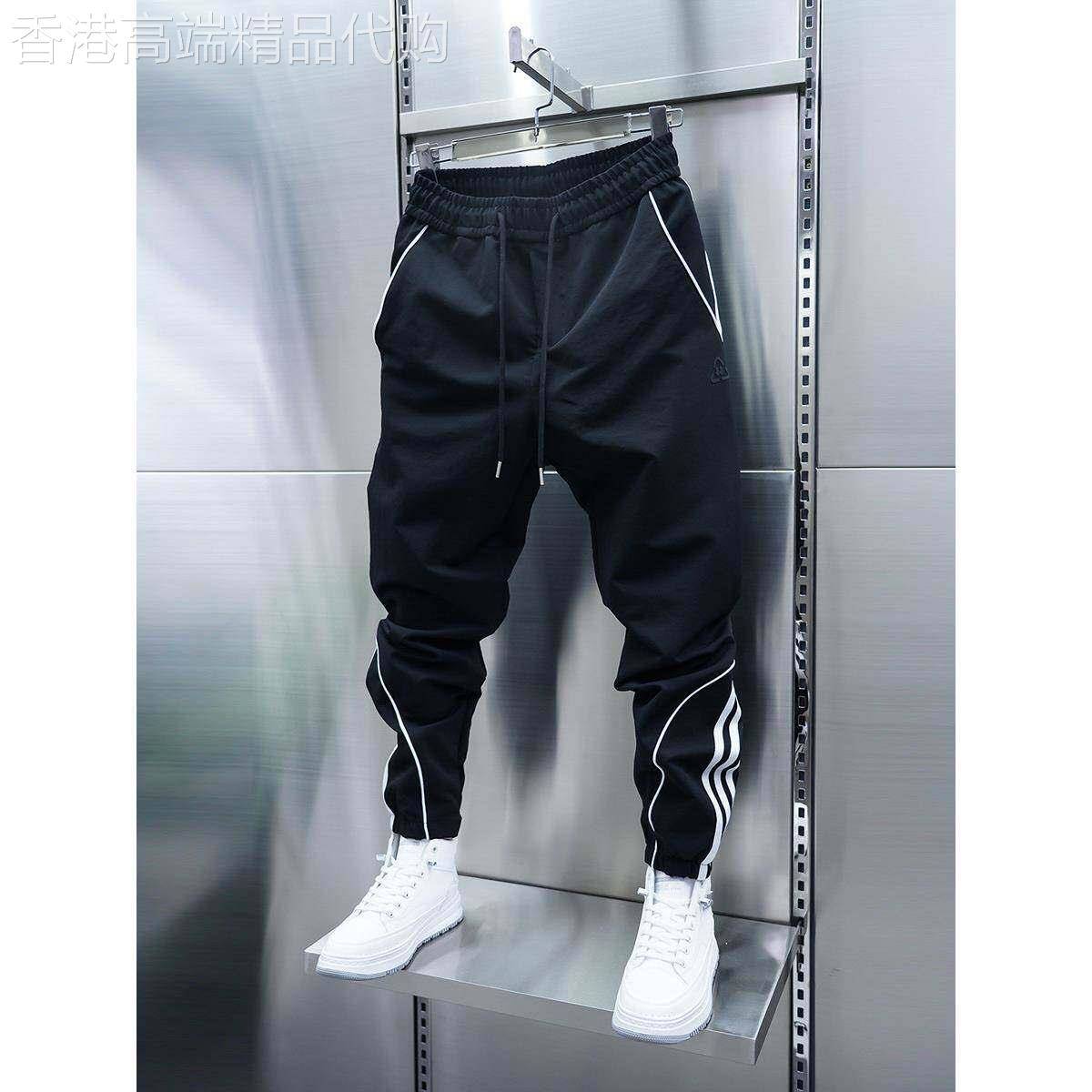 休闲裤男士春秋季新款潮牌百搭侧条拼接束脚裤宽松直筒小脚运动裤