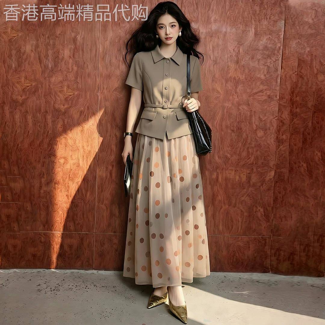 气质棕色衬衫半身裙子两件套女2026夏季小个子高级感巨好看一整套