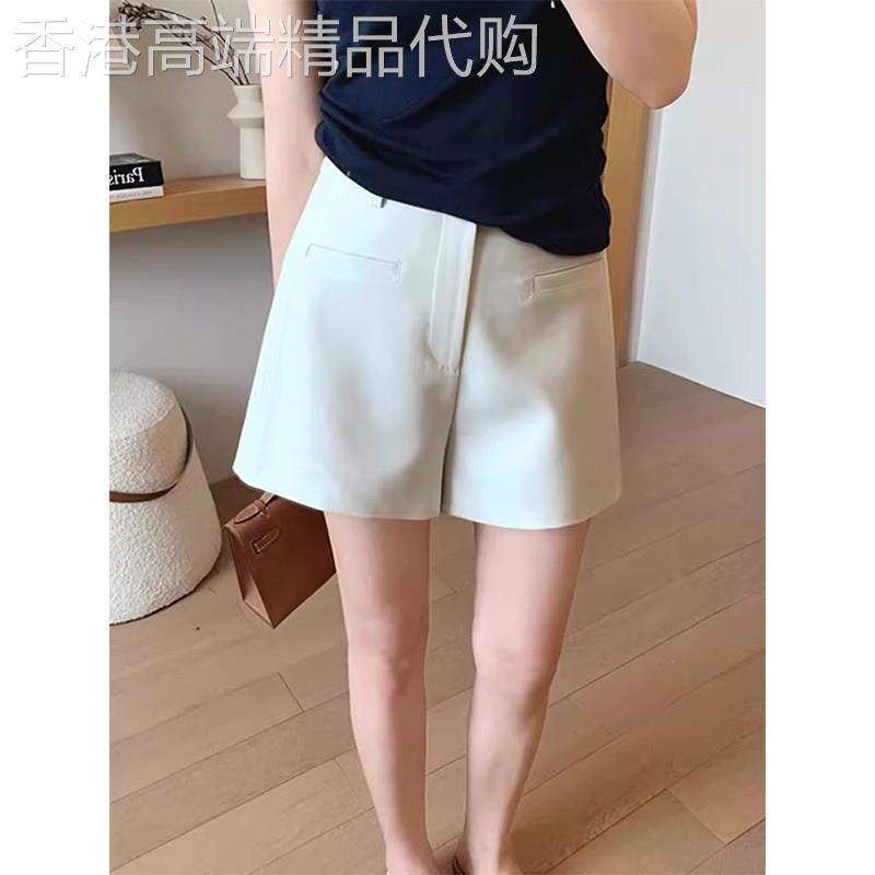 米白色西装短裤女夏季欧货时尚薄款宽松A字显瘦百搭休闲五分裤子