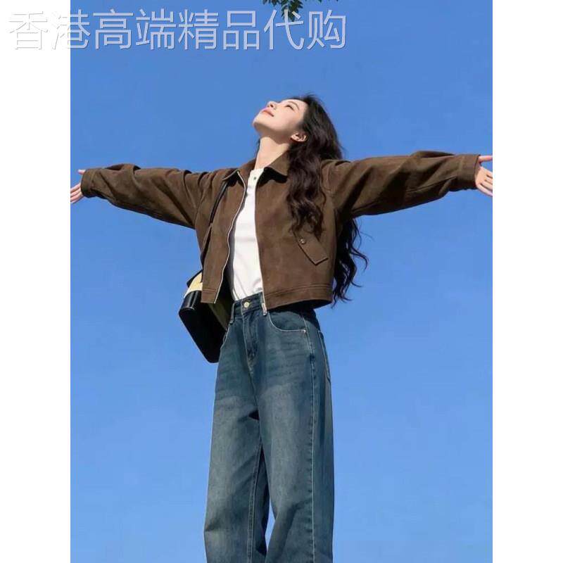 美拉德麂皮绒港风外套女秋冬2026新款今年流行韩系巨好看短款上衣