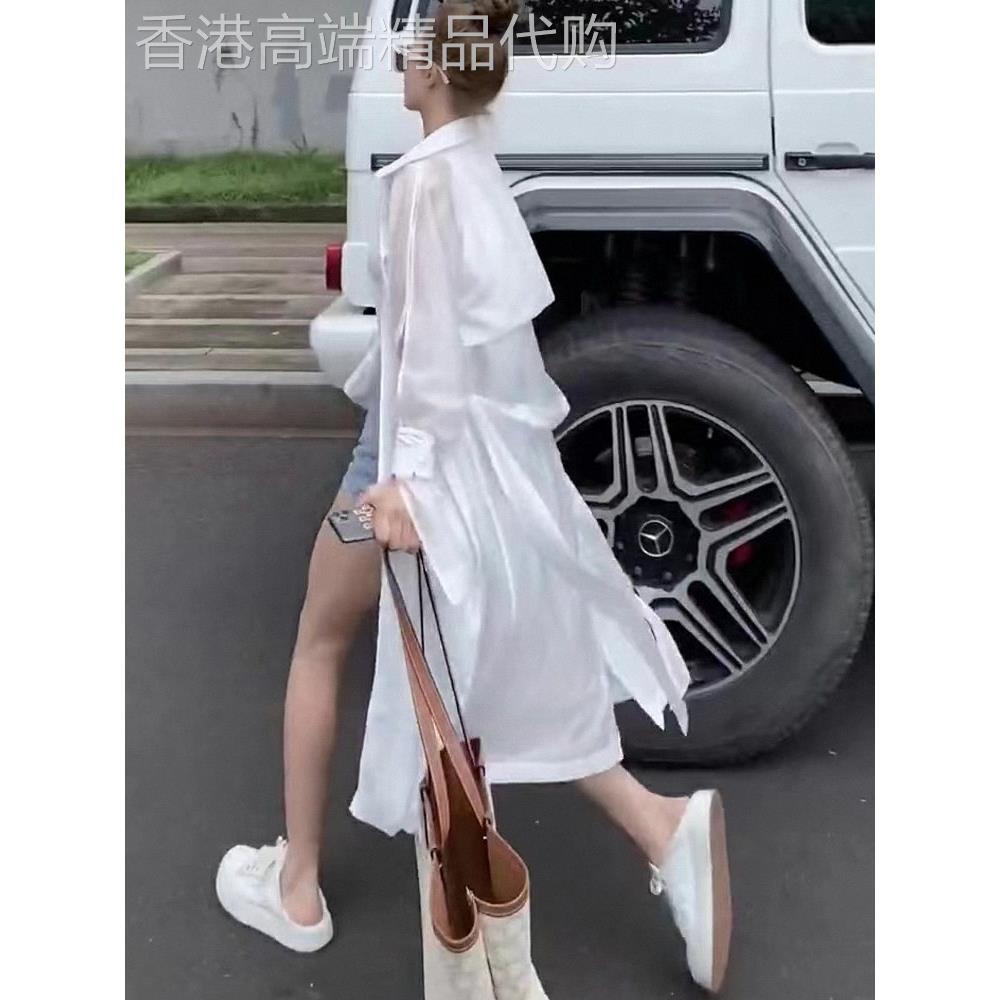 薄款衬衫外套女2026夏季新款欧货透明微微透上衣中长款白色防晒衣