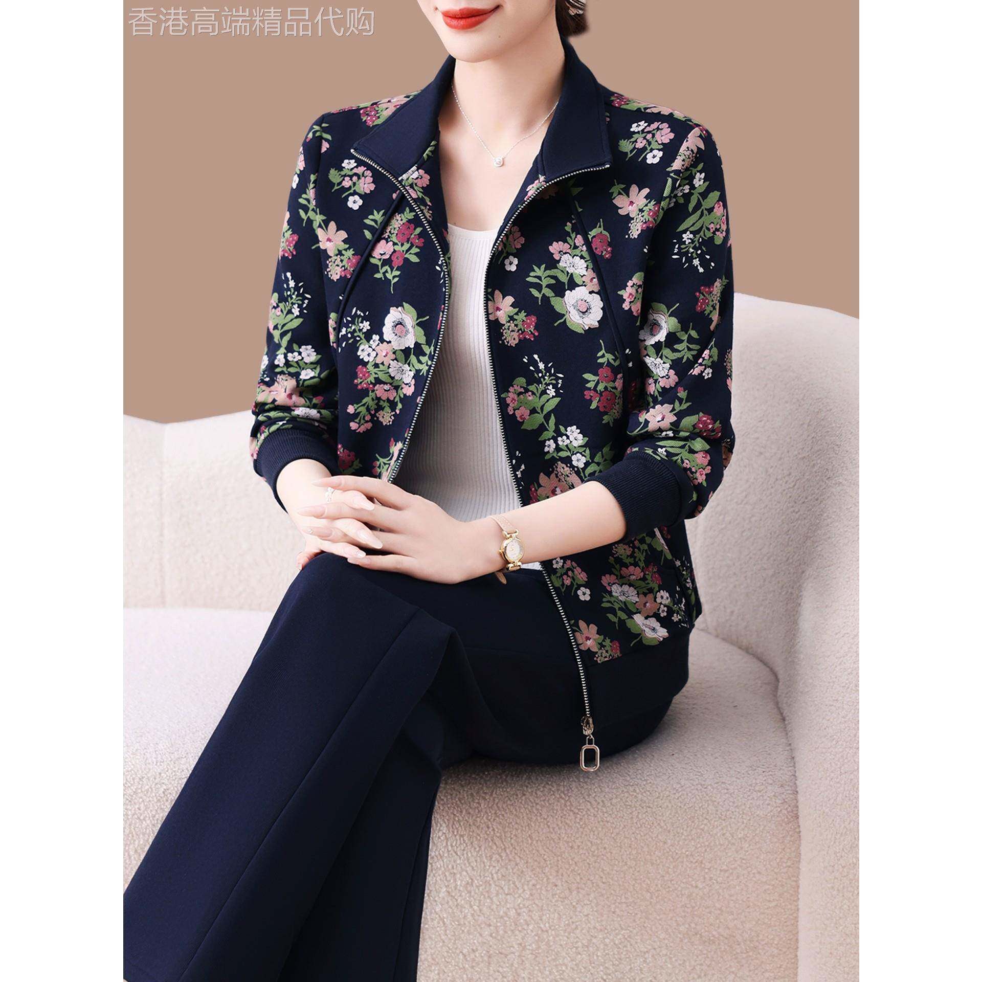 高端女士运动套装2025春秋新款洋气妈妈中老年显瘦卫衣外套两件套