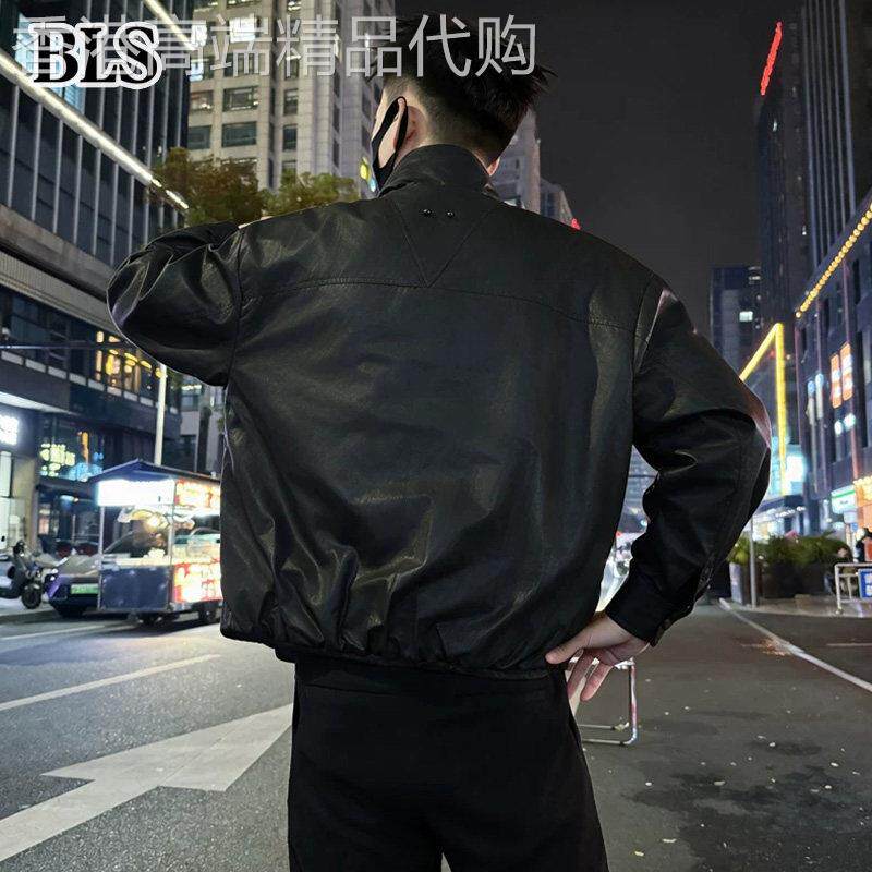 高端黑色立领皮衣男款秋冬2026新款美式宽松休闲夹克外套男士上衣