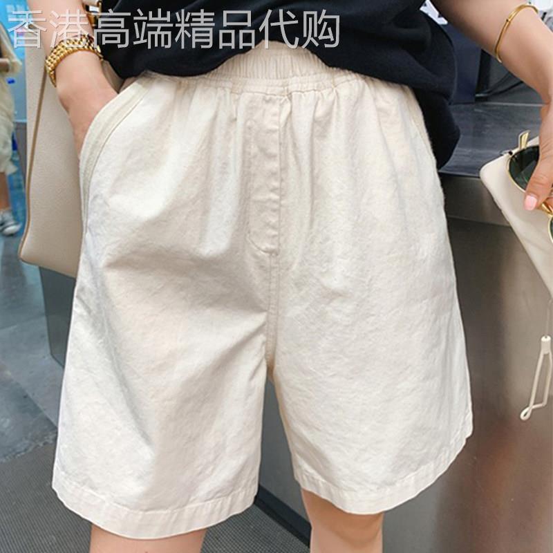 欧洲站棉麻工装短裤女2026新款爆款夏季薄高腰休闲大尺码五分阔腿