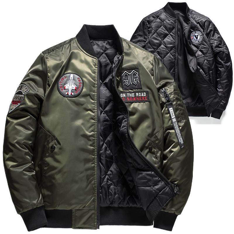 潮牌大码加棉加厚两面穿ma1飞行员夹克男棉服秋冬时尚棒球服外套