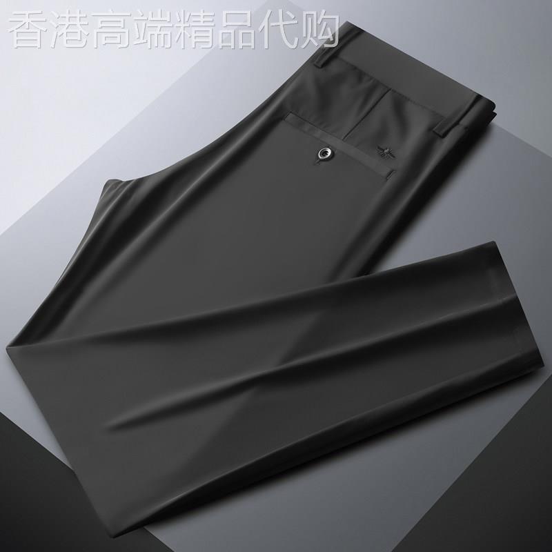 冰丝休闲长裤男夏季轻薄透气直筒工装西裤中年微弹免熨烫修身长裤
