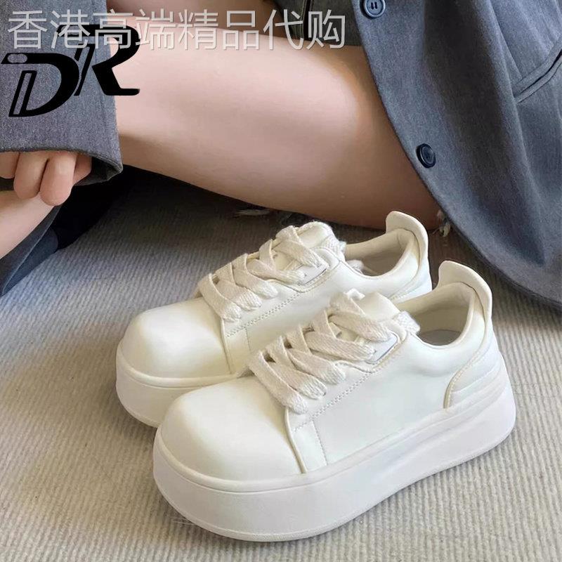 DR顾茜茜同款芒果大头面包鞋女2025新款厚底内增高百搭丑萌小白鞋