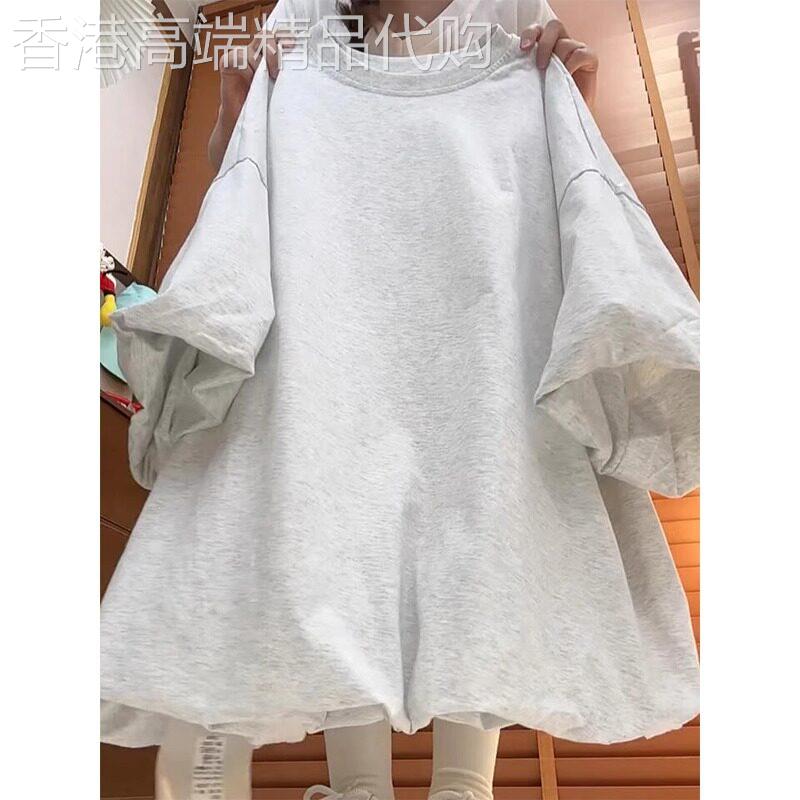 中长版花苞短袖T恤女夏季2026新款设计感宽松慵懒风显瘦时尚上衣