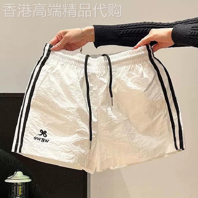 三条杠抽绳运动短裤女春夏2026欧货新款设计感高腰显瘦热裤休闲裤