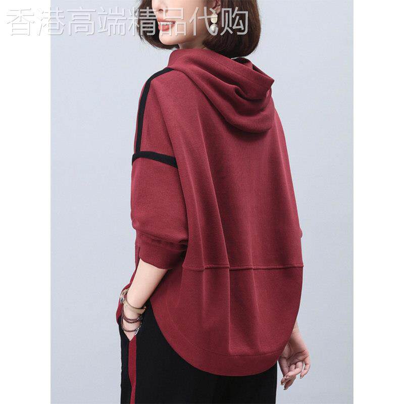 时尚洋气连帽卫衣女春秋2025新款薄款大码短款宽松休闲套头上衣