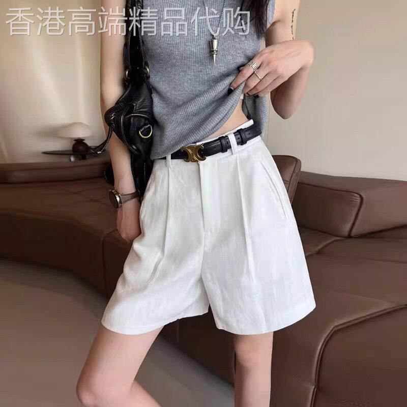 白色亚麻短裤女夏季新款大尺码轻薄宽松小个子流行好看五分阔腿裤