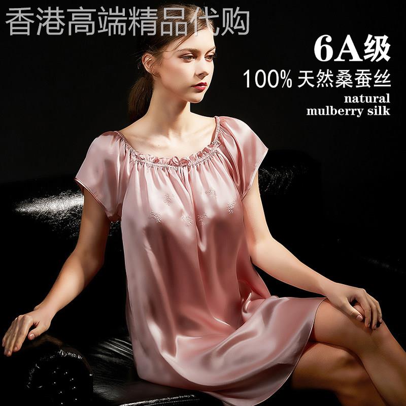 法式轻奢真丝睡裙女2026年夏季爆款100%桑蚕丝睡衣短袖大码家居服