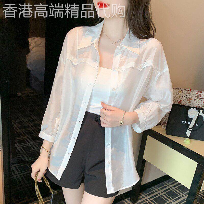 潮牌夏季薄款雪纺防晒衣女2026夏季新款宽松衬衫百搭开衫外套上衣