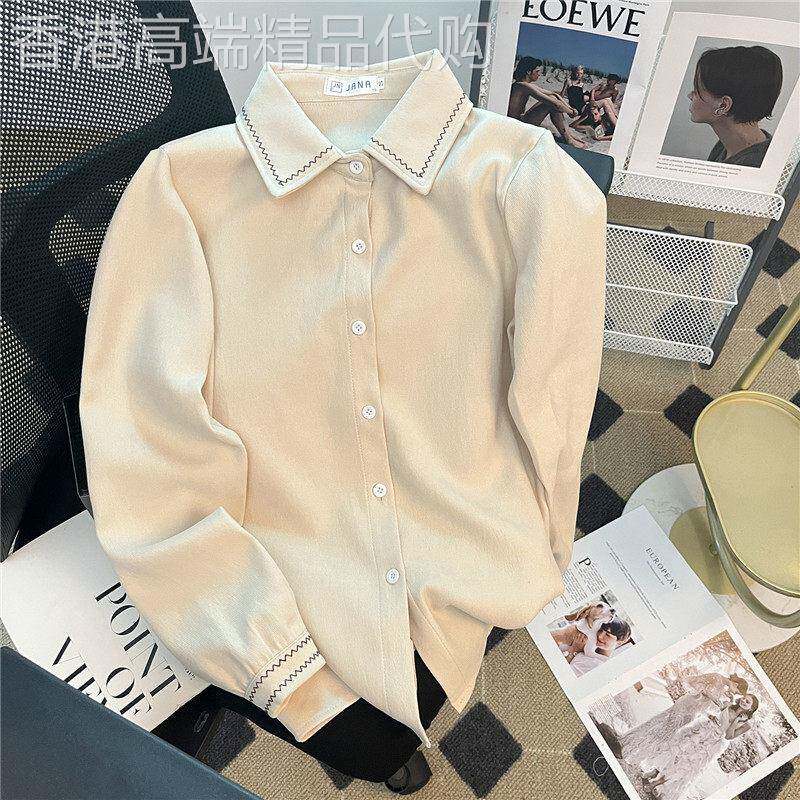 休闲百搭磨毛加厚灯芯绒长袖衬衫女秋冬2026新款宽松显瘦纯色上衣